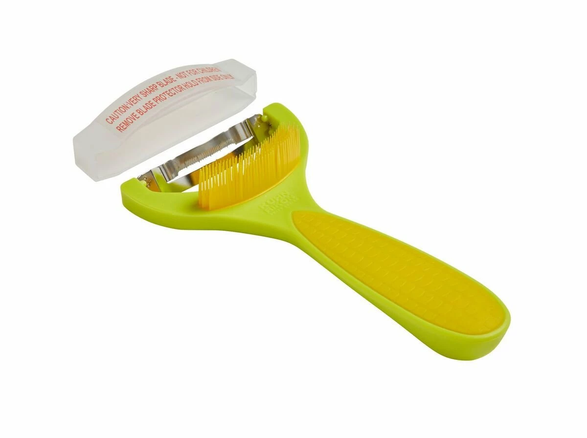 Kuhn Rikon 6" Corn Zipper With Silk Brush | Yellow