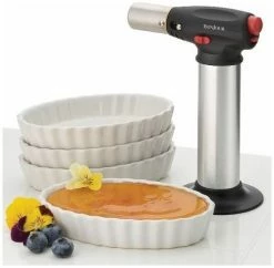 BonJour Creme Brulee Set - Culinary Torch With 4 Oval Ramekins