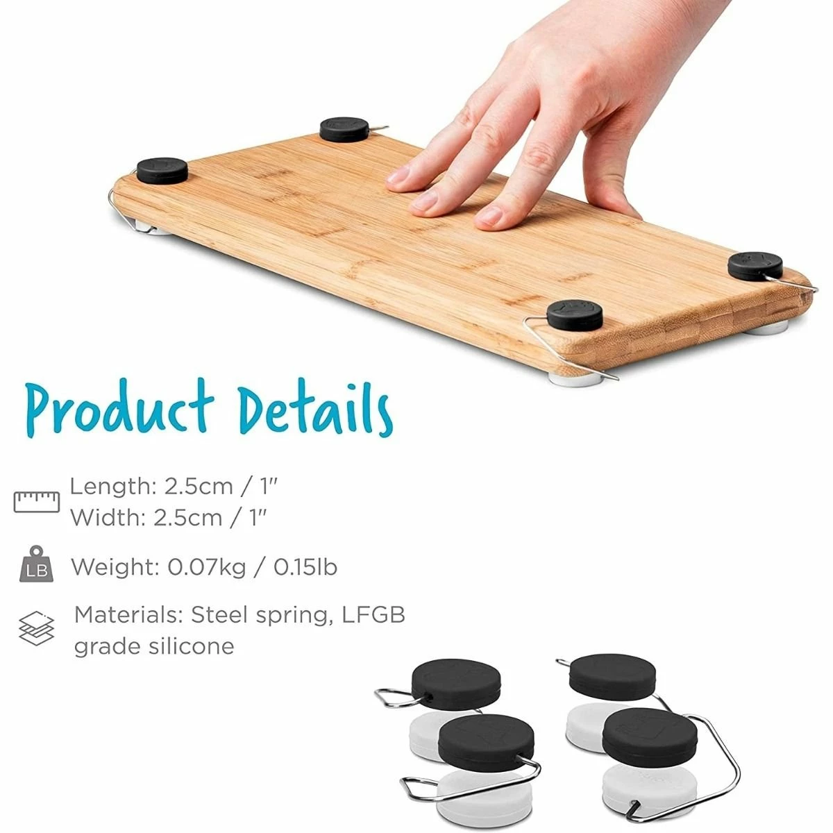 Dreamfarm Chobs Non-Slip Chopping Board Feet| Black / White - Image 5