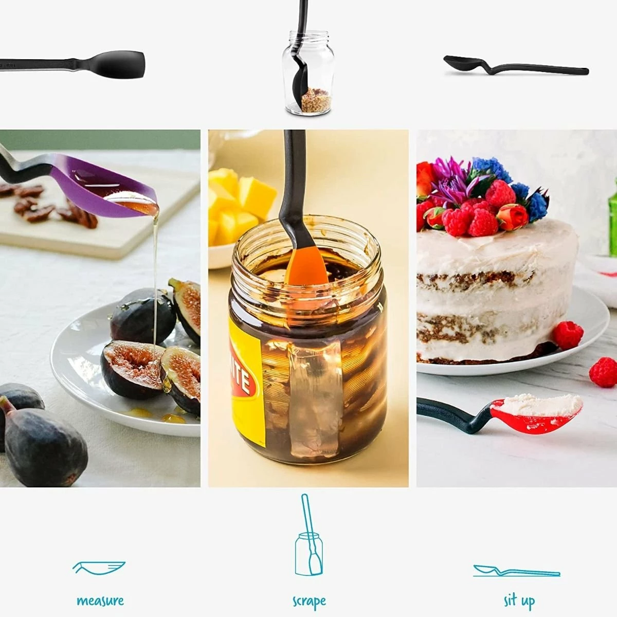 Dreamfarm 8.1" Mini Supoon Silicone Scraping Spoon | Black - Image 2