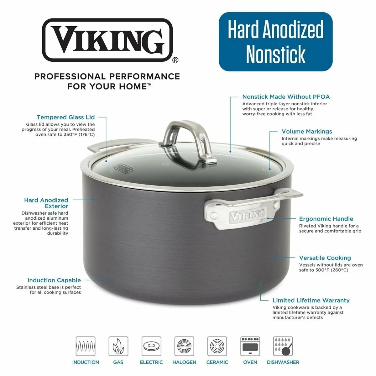 Viking Hard Anodized Nonstick Stock Pot | 8-Quart - Image 7