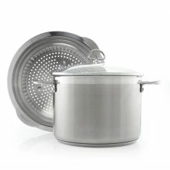 Chantal Induction 21 Stock Pot With Pasta/Steamer Insert + Glass Lid | 8 Qt.