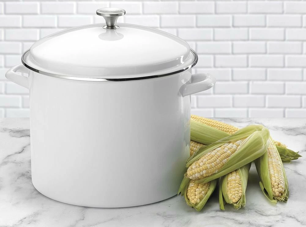 Cuisinart Chef's Classic 16-Quart Enamel On Steel Stockpot With Cover | White - Image 2