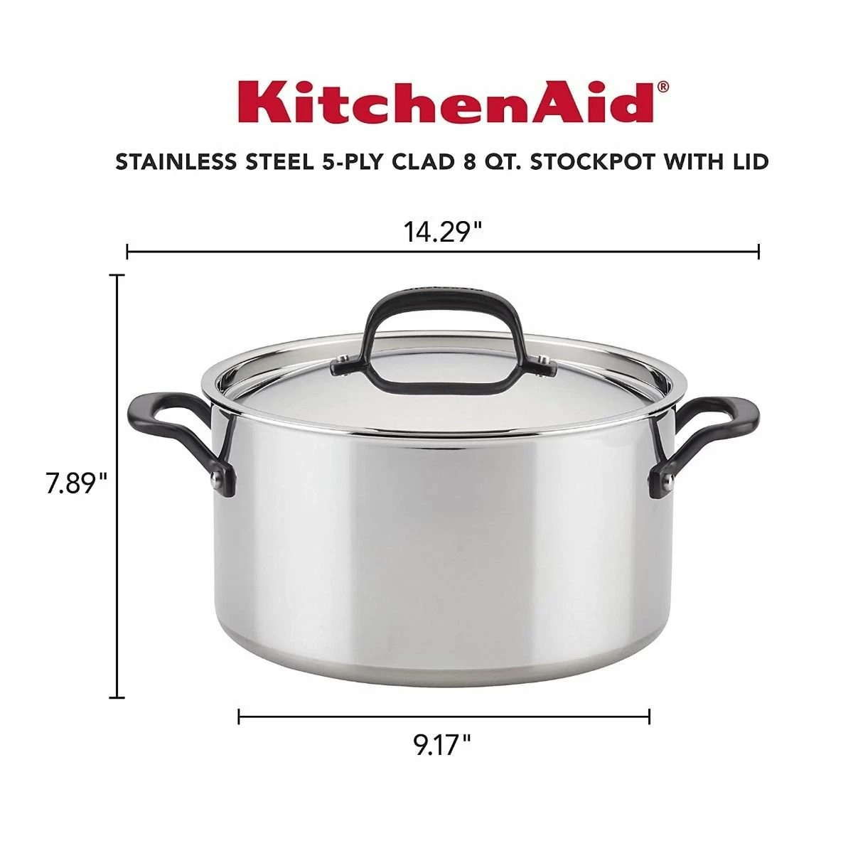 KitchenAid Non-Electrics KitchenAid 8 Qt. Stainless Steel 5-Ply Stockpot With Lid - Image 6