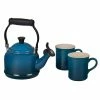 Le Creuset 1.25 Qt. Demi Kettle Tea Pot & 14oz Mugs Set | Deep Teal