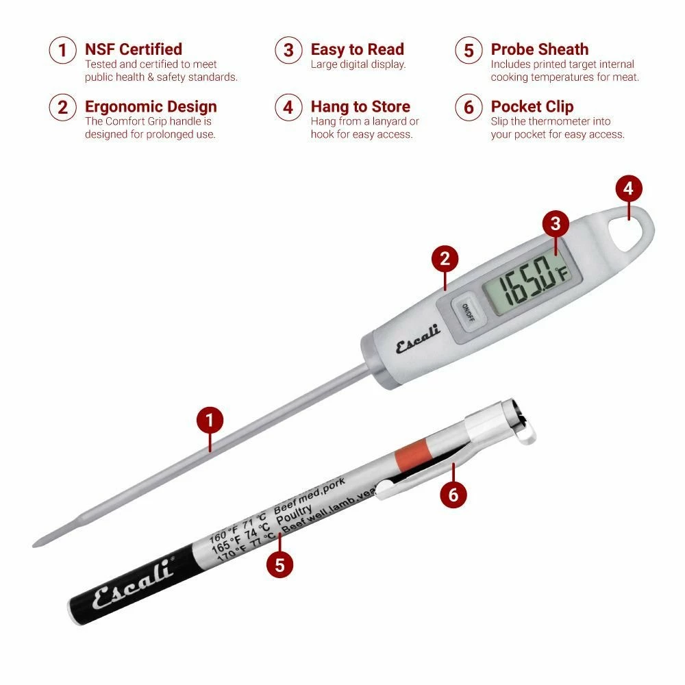 Escali Gourmet Digital Thermometer | Silver - Image 2